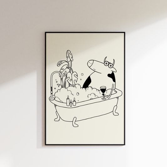 COW IN THE BATH PRINT