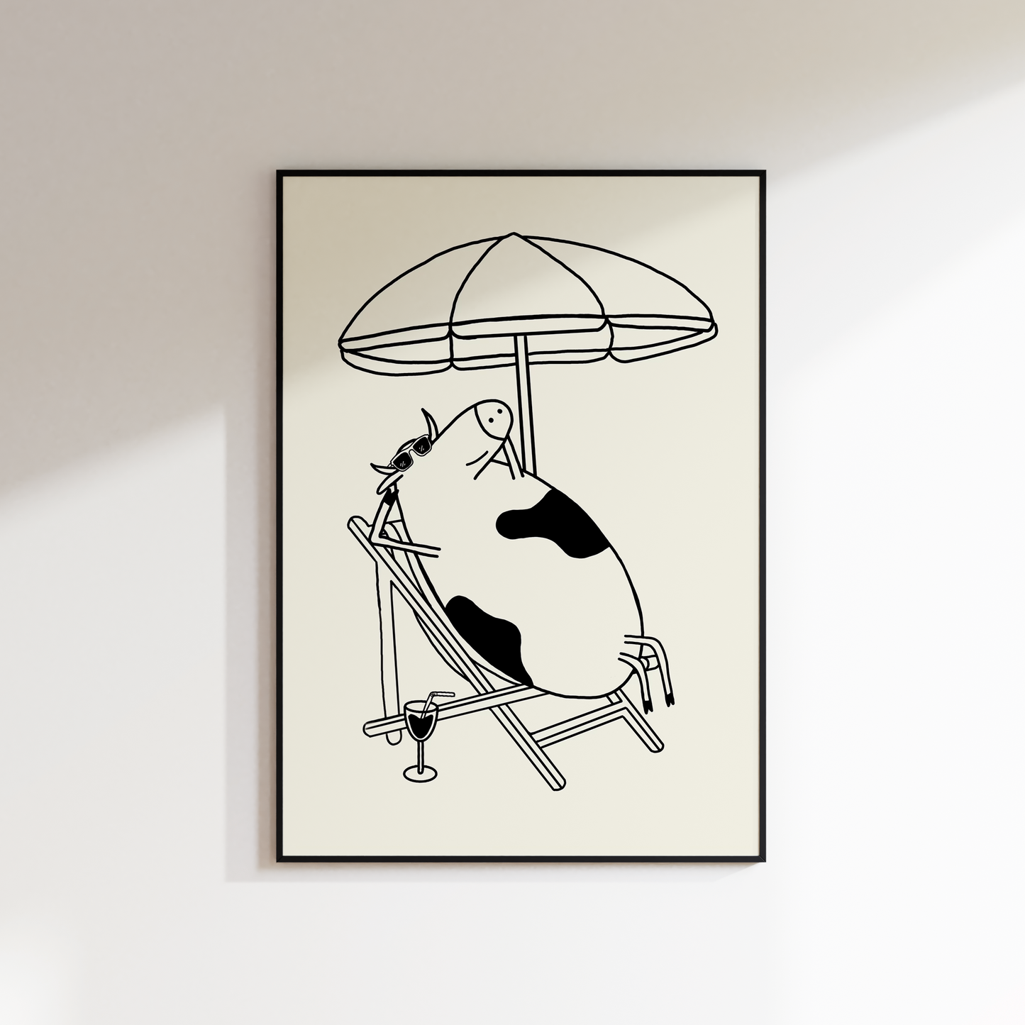 COW ON HOLIDAY PRINT